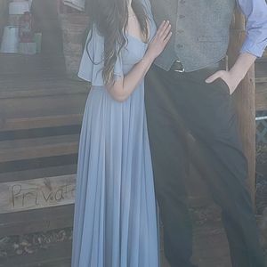 David's Bridal Dress- Bridesmaid dress- dusty blue